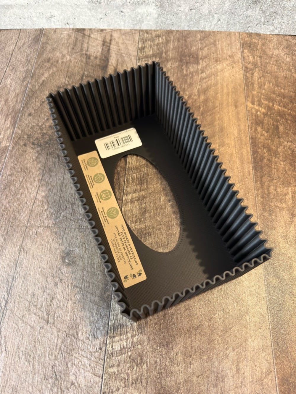 Black Ribbed Rectangular Tissue Box Cover - Picture 4 of 6